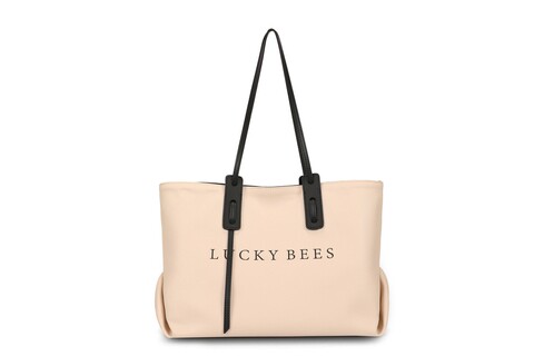 Geanta, lucky bees, 379 cream, piele ecologica, crem