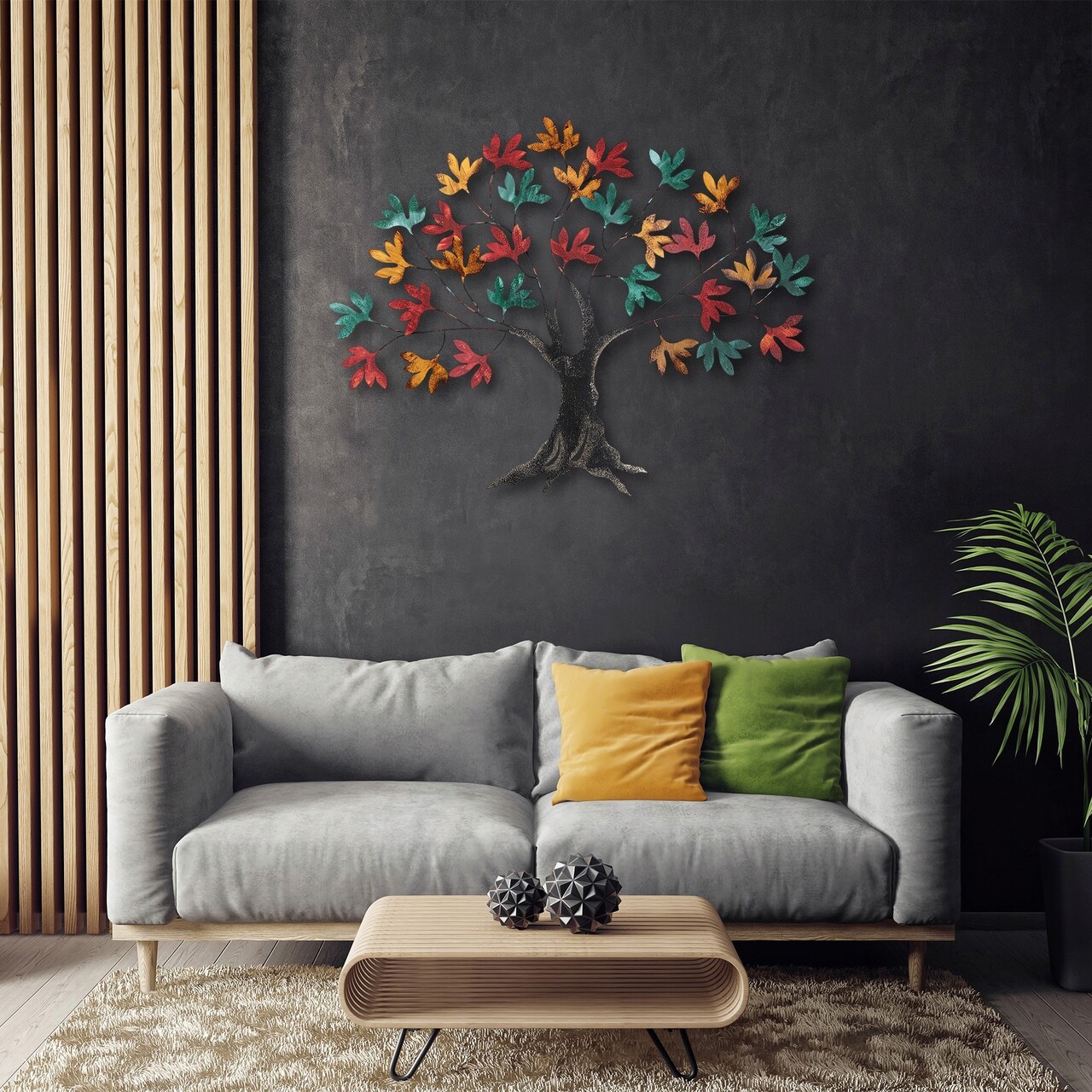 Decoratiune de perete, Yggdrasil, Metal, Dimensiune: 115 x 94 x 4 cm, Multicolor - 1 | YEO