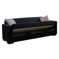 Canapea extensibila 3 locuri Vox, Pakoworld, 212x77x80 cm, textil/lemn de plop, negru