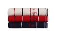 Set 3 prosoape de maini 407, Beverly Hills Polo Club, 50x90 cm, bumbac, alb/albastru inchis/rosu