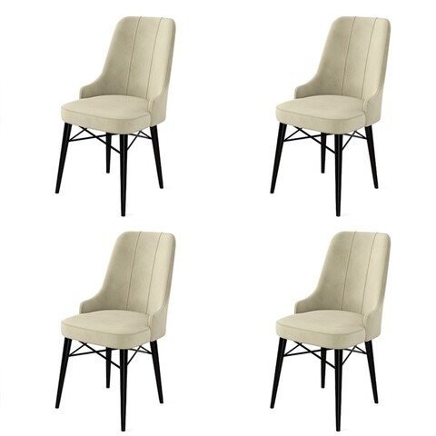 Set de scaune, Charlotte, Pare, Metal, Crem/Negru