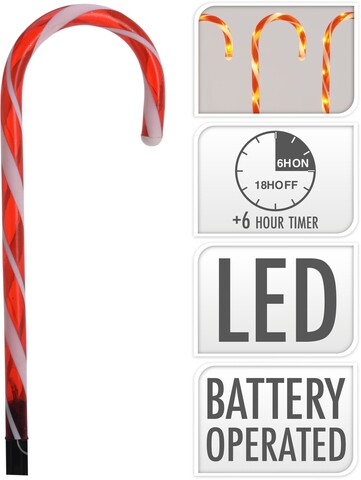 Set 8 decoratiuni luminoase Candy, H47 cm, sintetic, rosu/alb Brad
