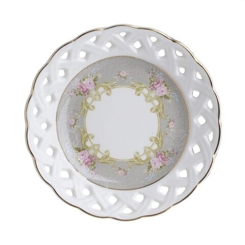 Set serviciu pentru desert Rose, InArt, 6 piese, portelan, alb/gri