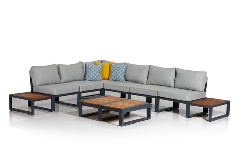 Set mobilier de gradina, clara, lapuarta bahçe oturma grubu, gri/negru