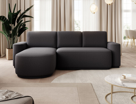 Coltar extensibil stanga 4 locuri ELTAP, Aurumm, 285x180x92 cm, lemn/poliester, gri antracit
