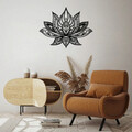 Decoratiune de perete, Lotus Flower, Metal, Dimensiune: 70 x 44 cm, Negru