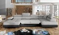 Coltar extensibil dreapta 6 locuri ELTAP, Rod-07, Rodrigo, 345x202x90 cm, lemn/poliester, gri deschis/negru