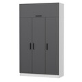 Dulap pentru haine, Minerva, Minar 3 Kapak 2 Çekmece 255, 135x255x52 cm, PAL, Alb / Antracit