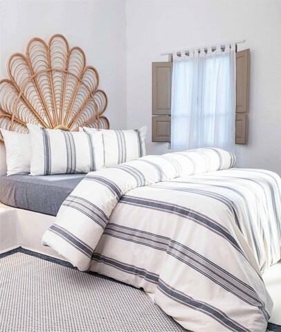 Lenjerie de pat pentru o persoana, viento - dark blue, elliott, 50% bumbac / 50% poliester
