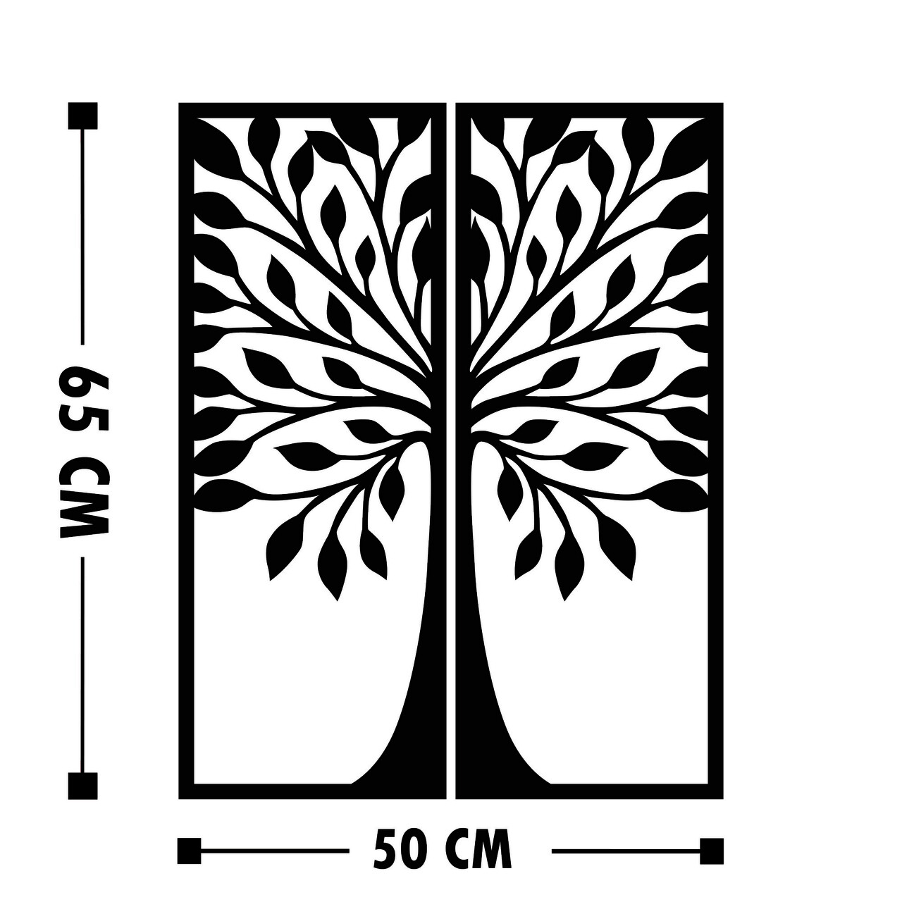 Decoratiune de perete, Ağaç 9, Lemn, Dimensiune: 51 x 65 cm, Negru - 2 | YEO
