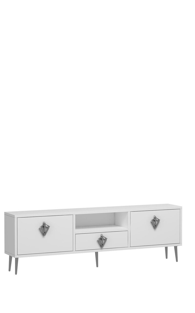 Comoda TV, Hanah Home, 1313-DROP-32, 140x45x30 cm, PAL , Alb / Argintiu - view 4