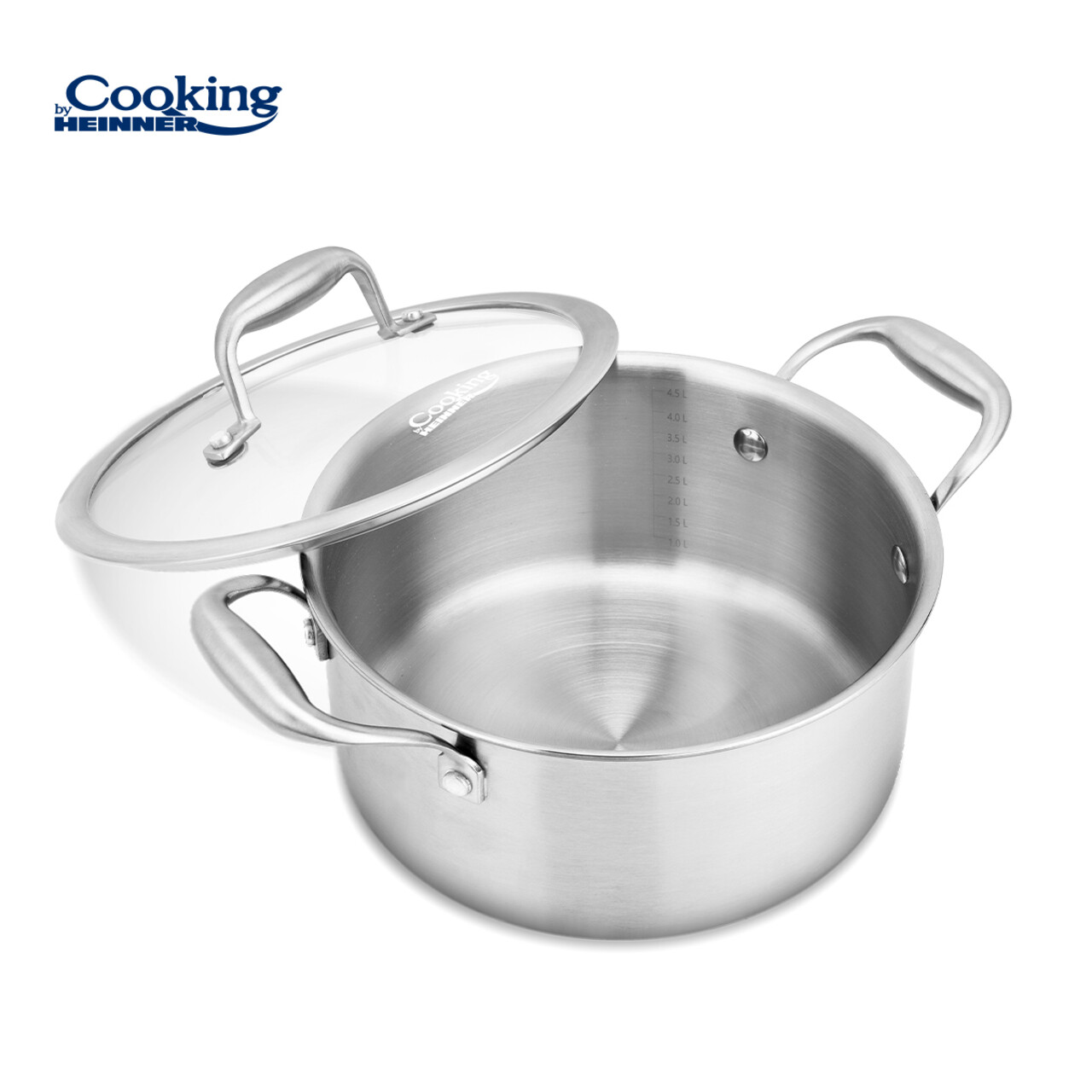Semioala cu capac Atomic3, Cooking by Heinner, 24x12 cm, 5 L, inox/sticla, argintiu - imagine 5