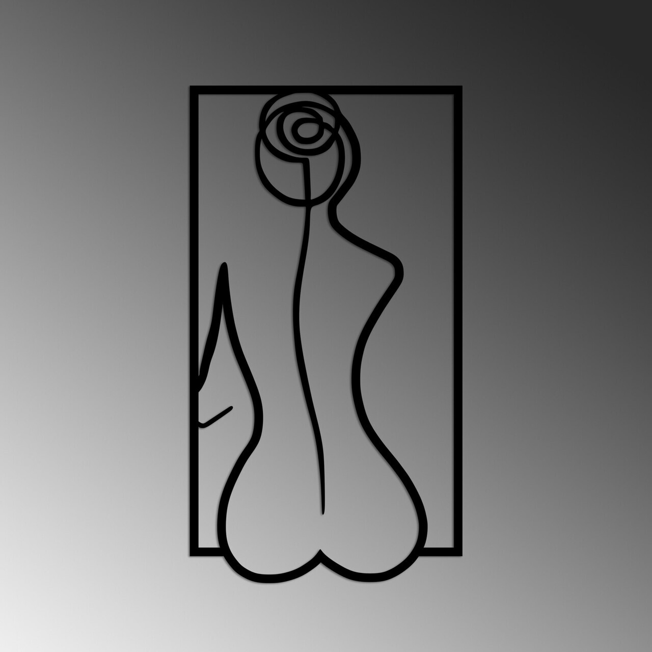 Decoratiune de perete, Rose Silhouette, Dimensiune: 50 x 27 cm, Negru — imaginea 4