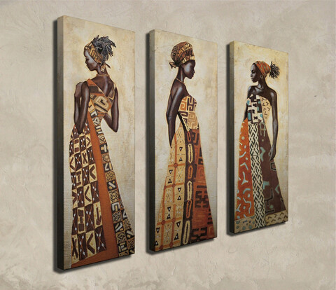 Set 3 tablouri decorative, CU01, Canvas, 20 x 70 cm, 3 piese, Multicolor mezoni.ro
