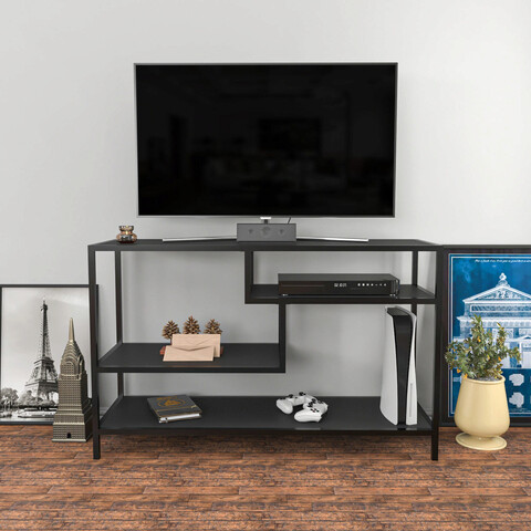 Comoda tv, retricy, robbins, 120x39x75 cm, pal, antracit / negru