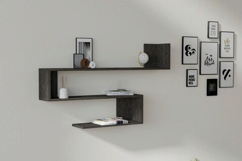 Raft de perete, asse home, penne , 120x71x20 cm, antracit