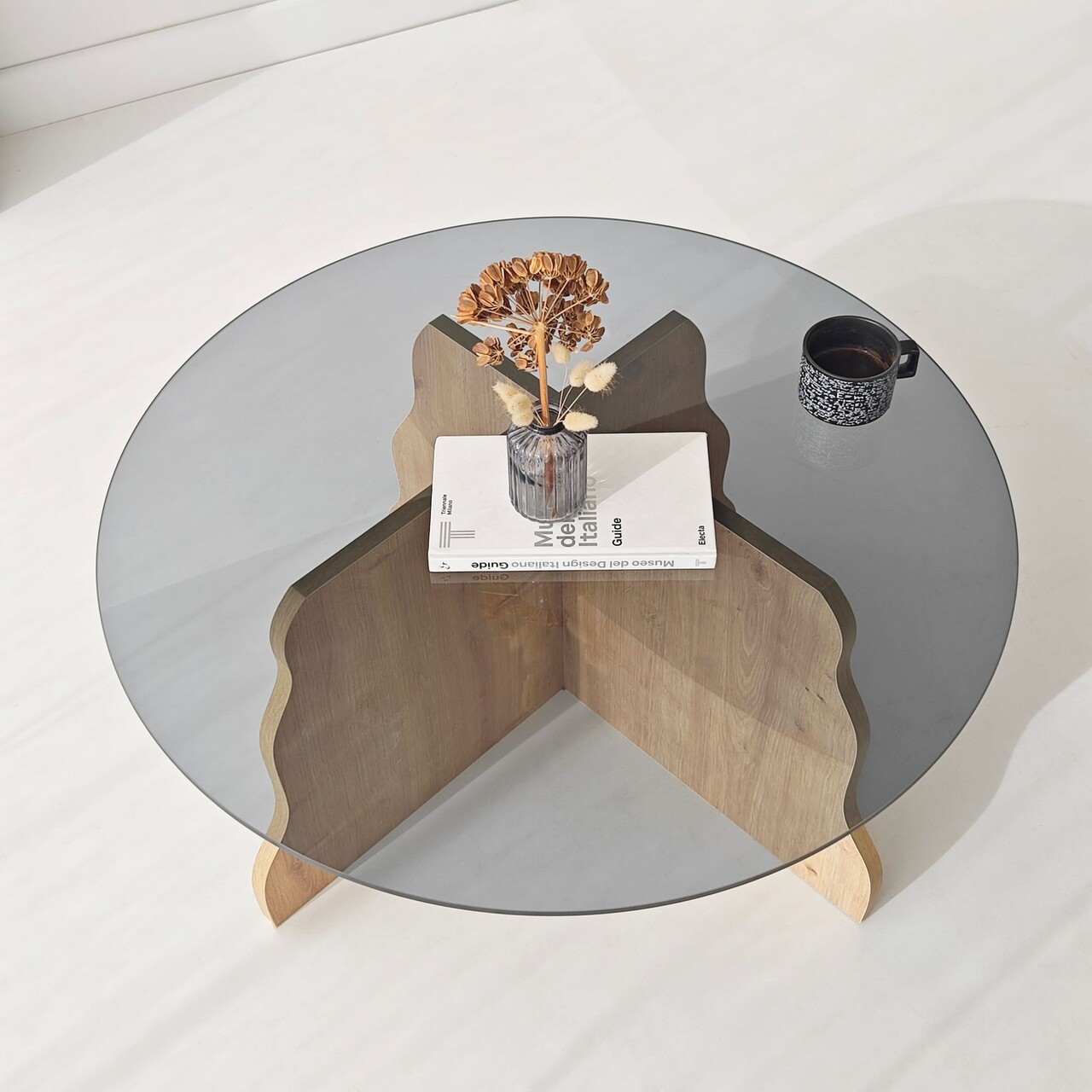 Masuta de cafea, Hanah Home, Butterfly, 75x40x75 cm, Stejar Safir / Fume - view 4