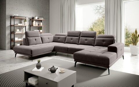 Coltar stanga 6 locuri ELTAP, LT-07SAV, Bretan, 350x205x107 cm, lemn/poliester, gri
