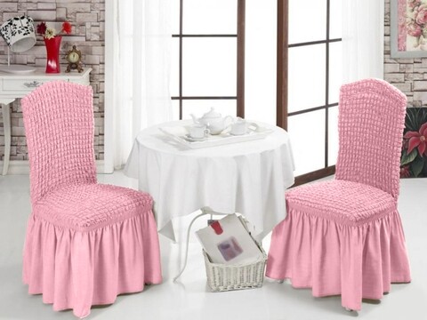 Set 6 huse elastice scaun, Bulsan, poliester, roz Bulsan