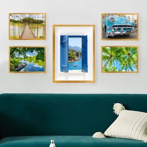 Set 5 tablouri decorative, SET_109, Lulu, 24×29 cm/34×44 cm, plastic imagine noua 2022