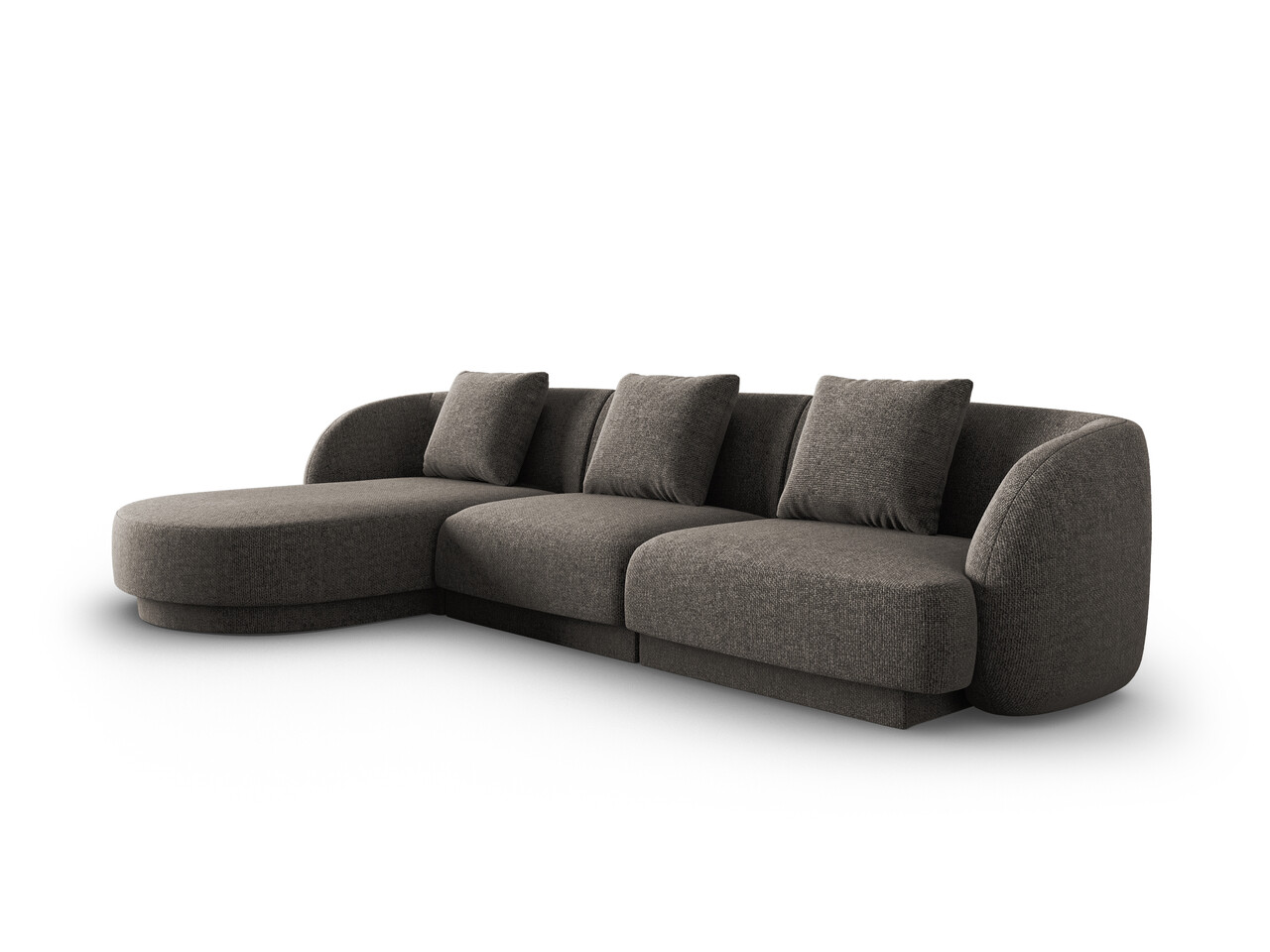 Coltar stanga 4 locuri, Tulum, Cosmopolitan Design, 255x156x70 cm, tesatura chenille, gri