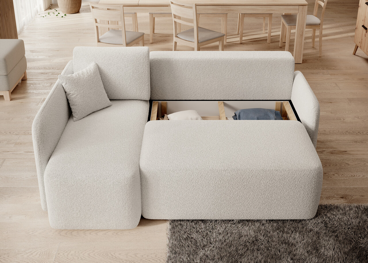 Coltar extensibil stanga 3 locuri ELTAP, Hadson, 206x150x89 cm, lemn/poliester, alb - 2 | YEO
