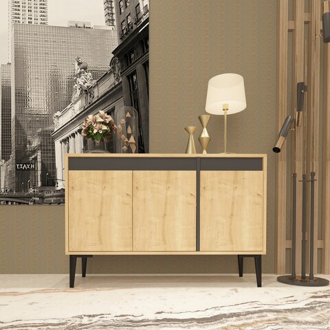 Consola, Olivia, Asude, 120x75x40 cm, PAL, Stejar safir / Antracit mezoni.ro