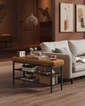 Bancheta cu pantofar Ekho, Vasagle, 100x30x50 cm, max 135 kg, otel/piele ecologica, maro
