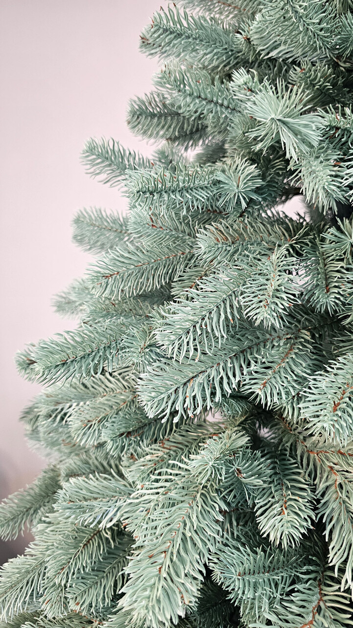 Brad artificial Christmas Deluxe by Sersimo, Kovalivska argintiu, 3D, 210cm — imaginea 19