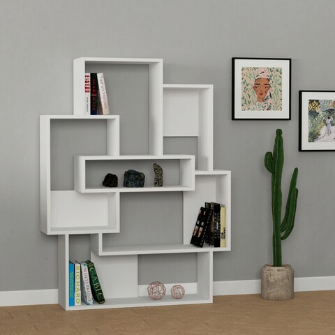 Corp biblioteca, decortie, barce, 101x132x22 cm, alb