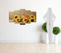 Set 5 tablouri decorative Sunflowers 1, Homemania, lemn de pin/poliester