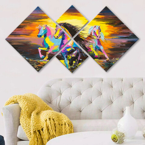 Set 4 tablouri decorative, 4mdf378518413, mdf, imprimat uv, multicolor