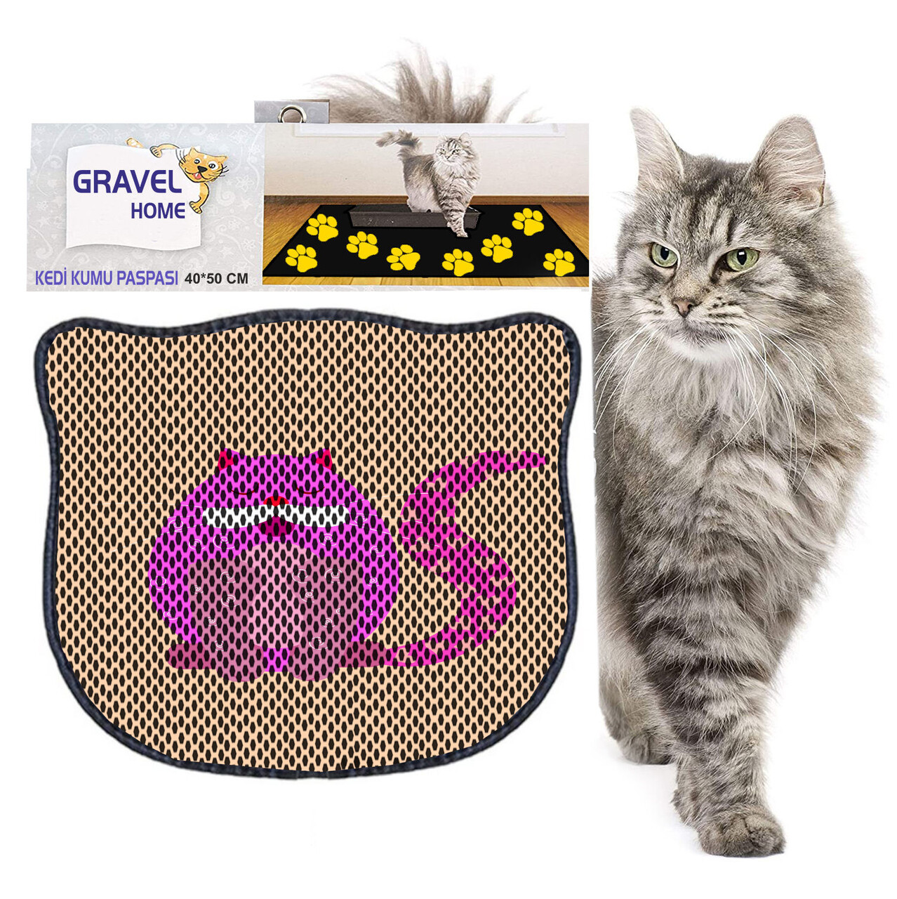 Covoras litiera pentru colectarea granulelor de nisip, Paws &amp; Whiskers, Kdkafa0249, 50% PVC/50% poliester, Multicolor - view 2
