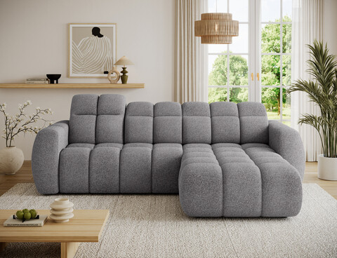 Coltar extensibil dreapta 3 locuri ELTAP, Fanito, 288x200x105 cm, lemn/poliester, gri