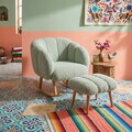 Set fotoliu cu aripioare și puf (2 piese), Atelier del Sofa, 666HAC5108, PAL, Verde
