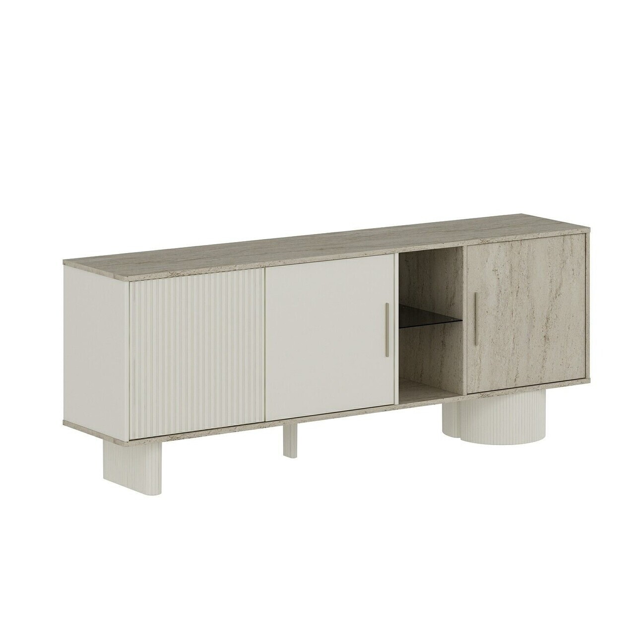 Consola, Hanah Home, Valento, 208x80x45 cm, Piatră Lunii / Travertin — imaginea 4