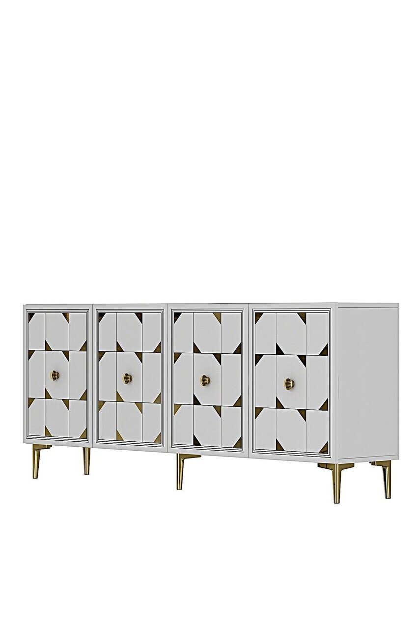 Consola, Hanah Home, Moka 180, 180x75x32 cm, Alb/Auriu — imaginea 4