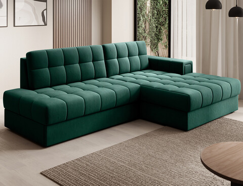 Coltar extensibil dreapta 3 locuri ELTAP, RT-35LU, Blezalt, 240x150x82 cm, lemn/poliester, verde inchis