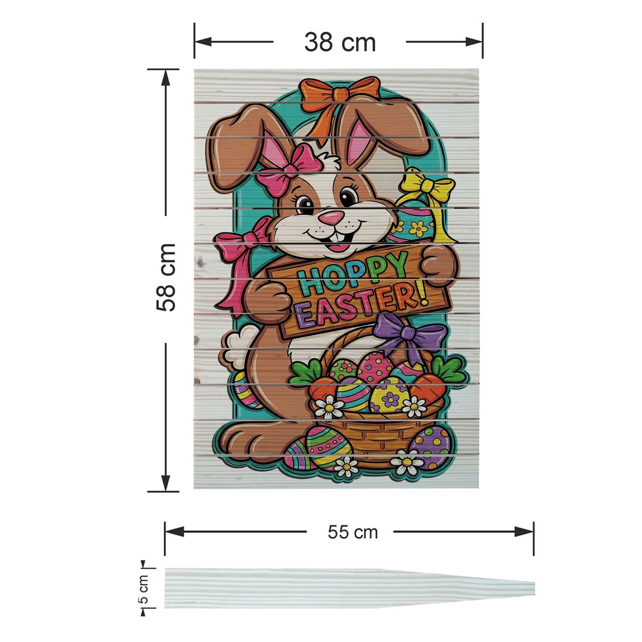 Semn de curte, Hoppy Easter Bunny, 38x58 cm, Multicolor - imagine 4