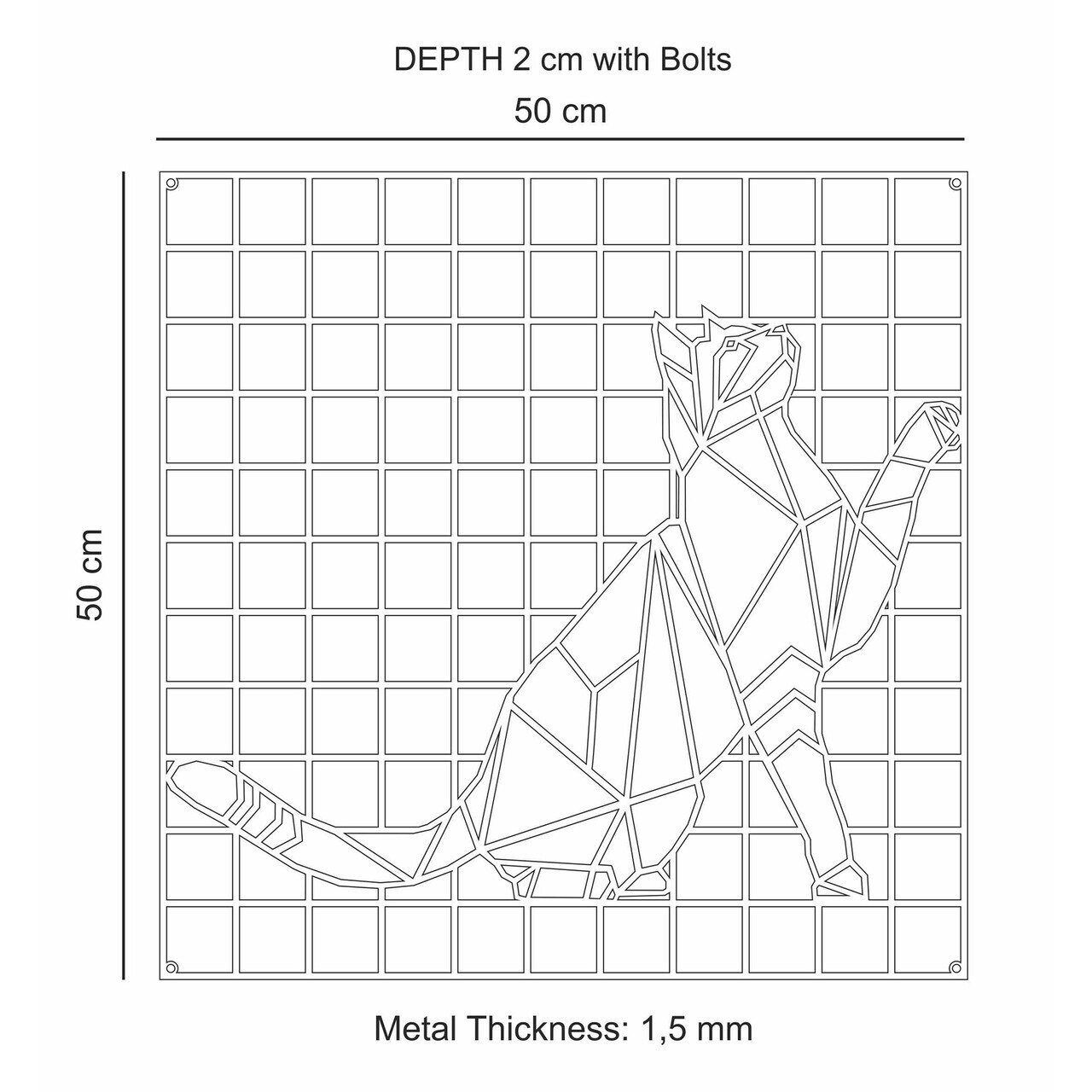 Decoratiune de perete, PEG-BRD-MET-002, Dimensiune: 50 x 50 x 3 cm, Negru — imaginea 4