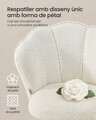 Scaun de birou Petal, Songmics, 64x64x79-89 cm, teddy fleece, crem