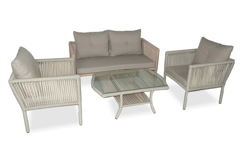 Set gradina/terasa 4 piese, My Interior, Shangai Classic, rattan/aluminiu, nisipiu Classic