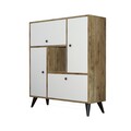 Dulap multifunctional, Mezza, Hercules 3104, 105 x 120 x 35 cm, pal melaminat, alb/nuc