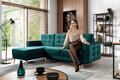 Coltar extensibil reversibil 3 locuri ELTAP, AsgL-24, Asgard, 248x162x93 cm, lemn/poliester, verde inchis