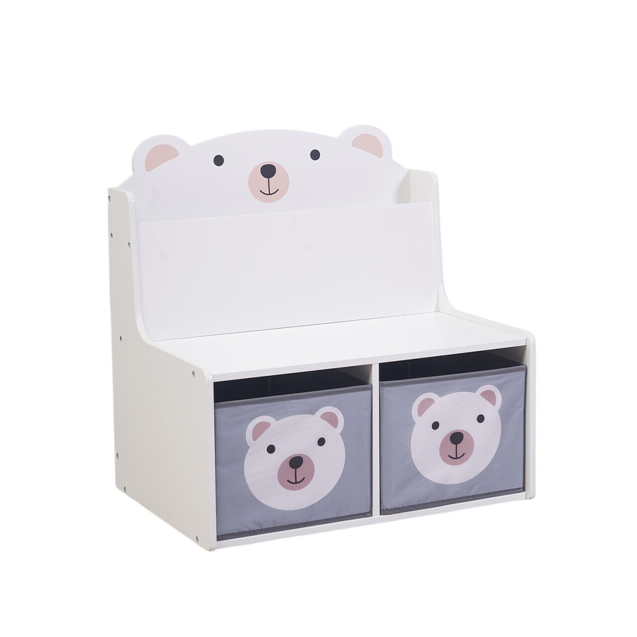 Organizator jucarii / mobilier camera copilului Bear, U-Grow, 60x42x61.5 cm, MDF, alb/gri - imagine 4