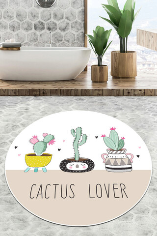 Covoraș De Baie, Chilai Home, Pink Cactus Djt (160 Cm), Poliester, Multicolor