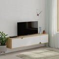 Comoda TV, Decortie, Spark, 180 x 35 x 35.6 cm, pal melaminat, alb/stejar