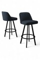 Set scaun de bar (6 bucăți), Charlotte, Atex, Antracit / Negru