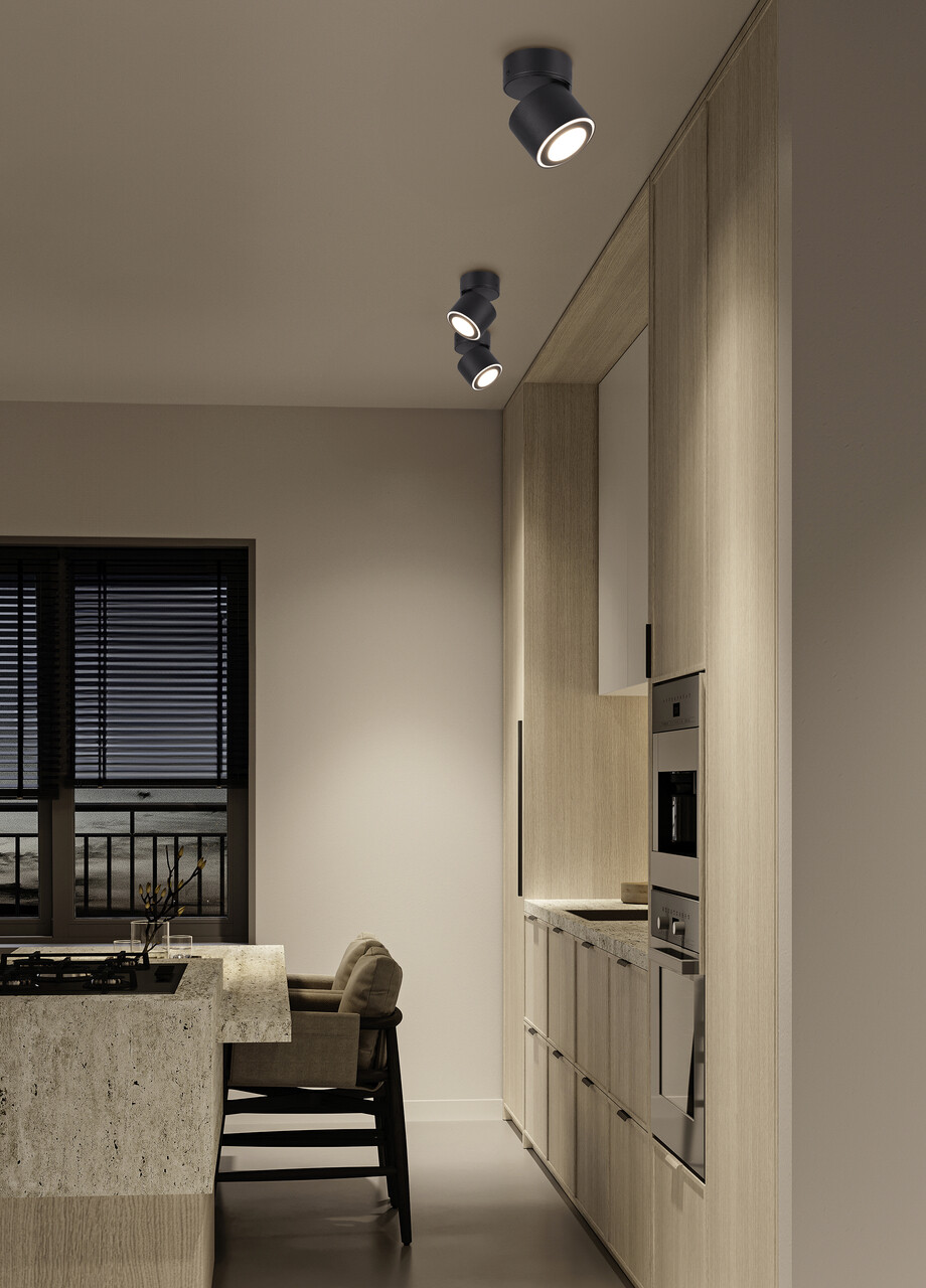 Plafoniera Taurus, TRIO, 8.7x10.9 cm, 5W, 1x SMD, metal, negru mat