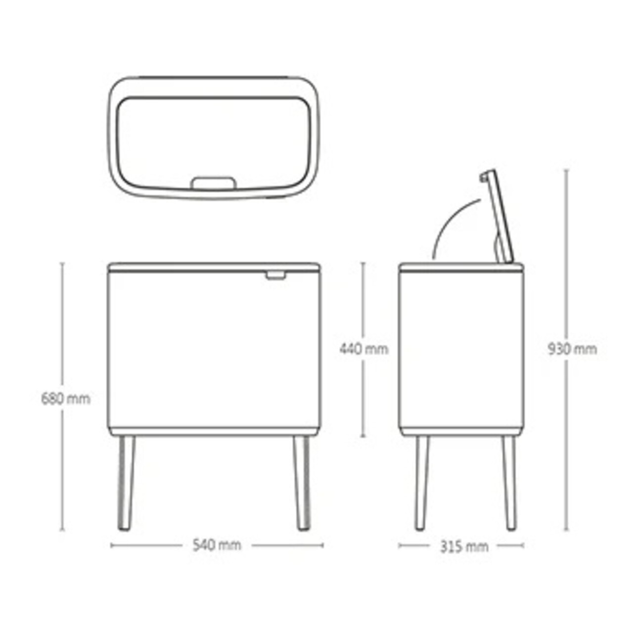 Cos de gunoi cu soft touch, Brabantia, Bo Touch, 11+23 L, 31.2x54x68 cm, otel, bej